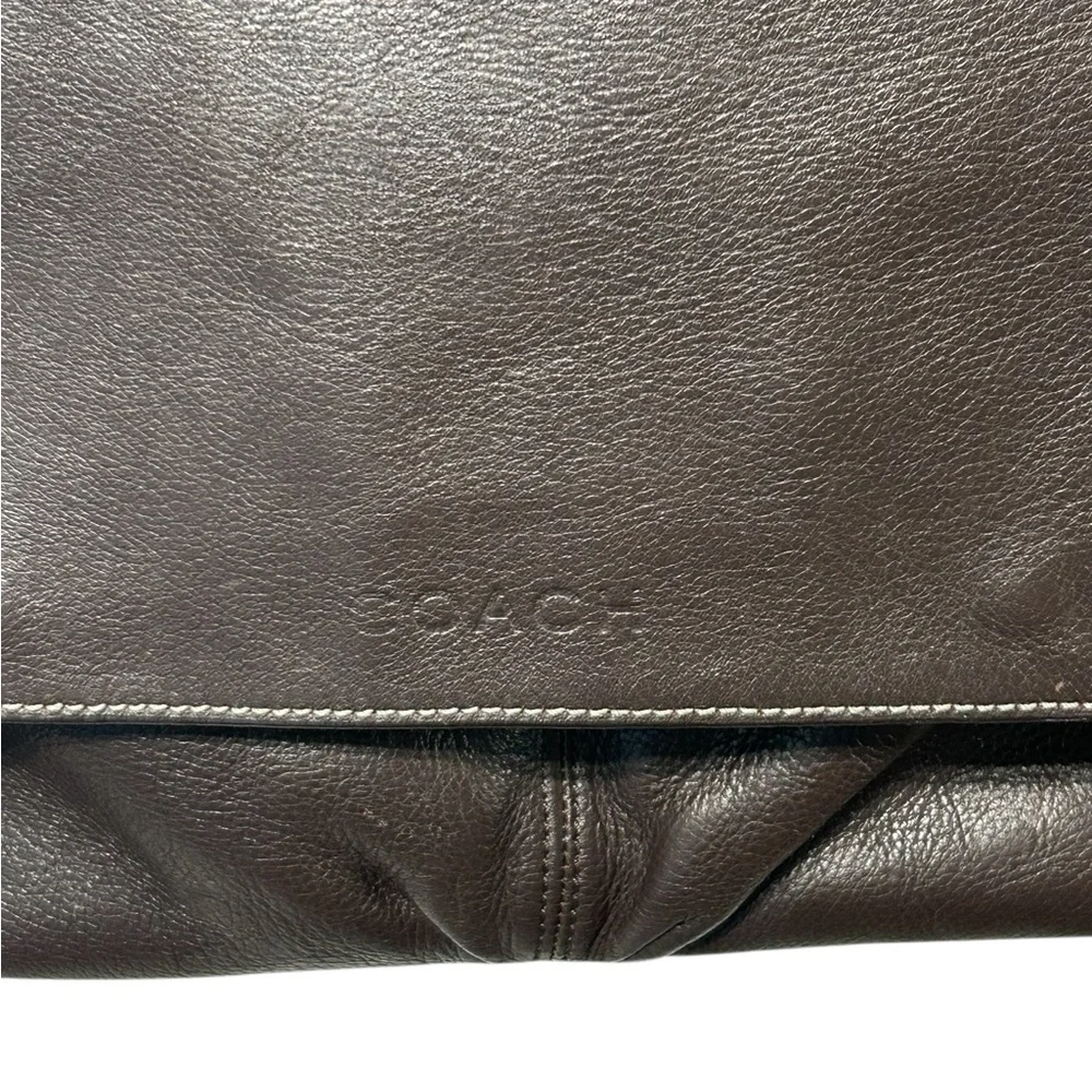 Coach Men's Heritage Web  Brown Leather Messenger Bag with Adjustable Strap